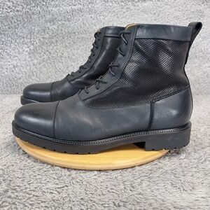 Ross & Snow Lace Up Ankle Dress Boots Mens 11.5 Black Leather Cap Toe Lug Italy